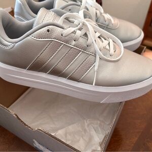 Adidas women’s court platform silver sneakers